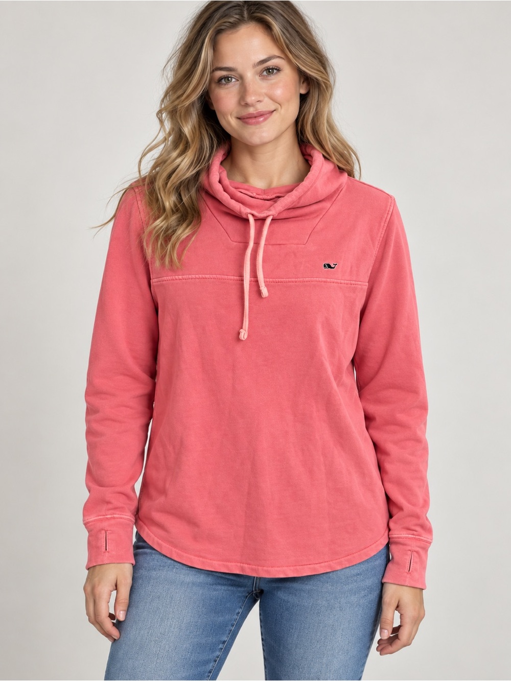 Vineyard Vines Coral Pink Cowl-Neck Pullover Sweatshirt XS